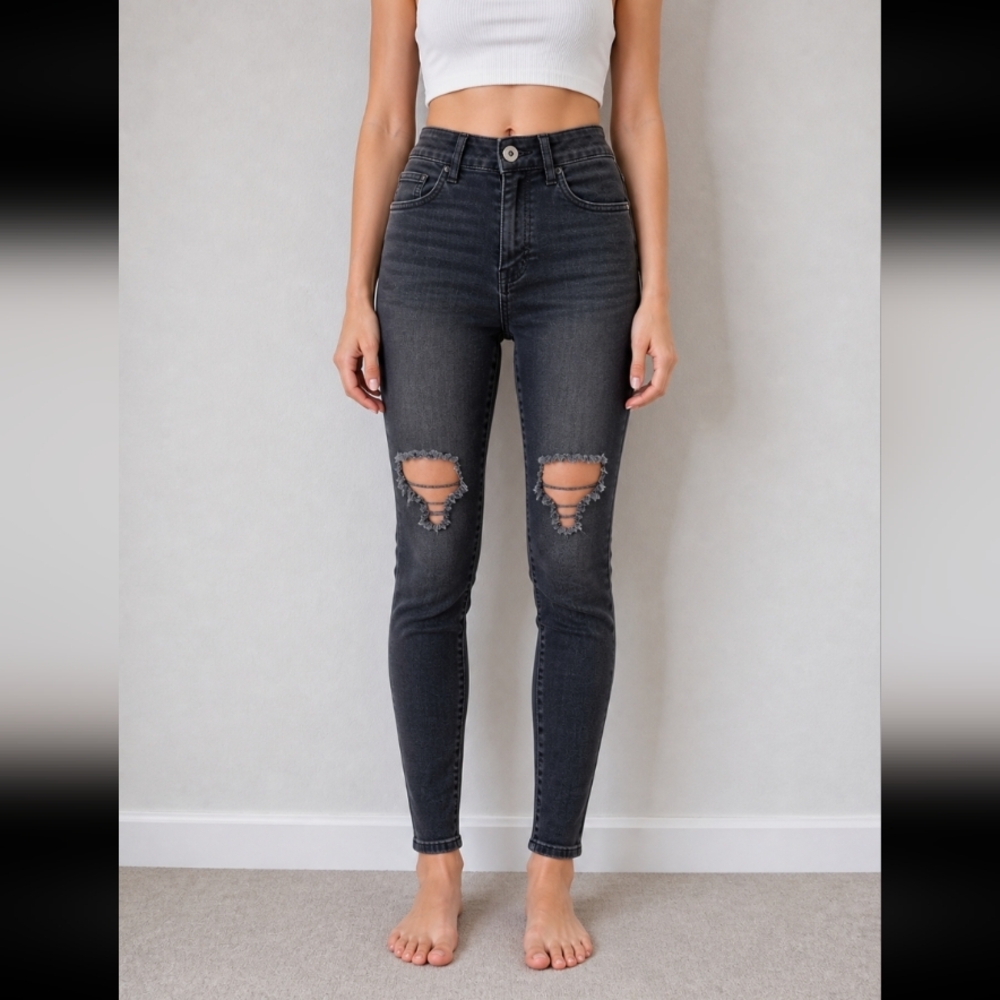 GUESS Tahiana Fit Distressed High Waist Skinny Faded Thin Jeans 25